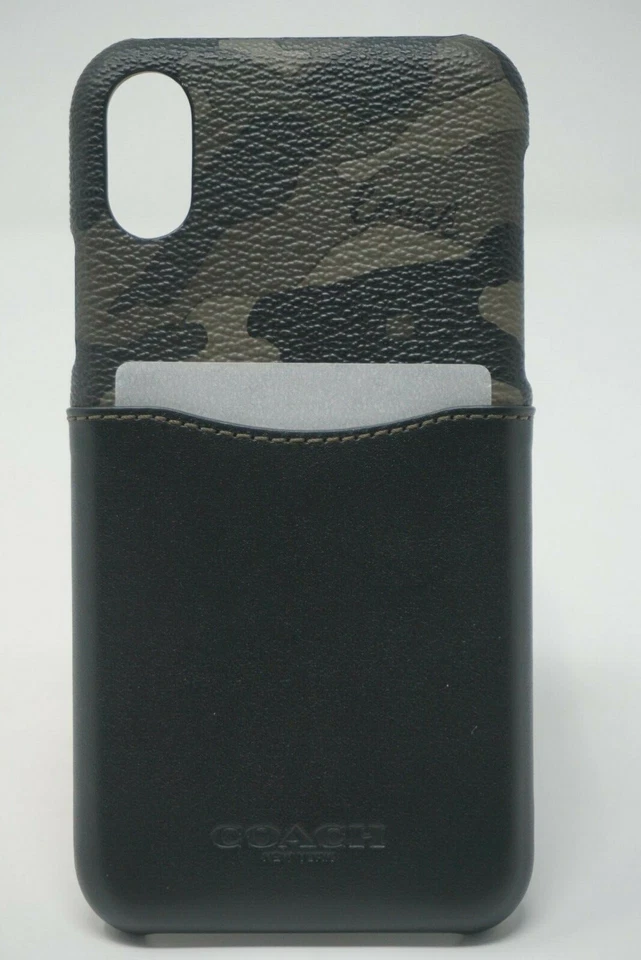 Coach Signature Canvas with Green Camouflage Print iPhone X/XS Case F76855 - Image 1 of 4
