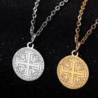 Vintage Jerusalem Cross Charm Necklace Stainless Steel Amulet Christian Jewelry