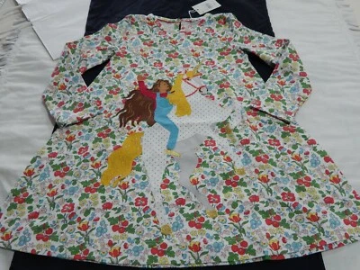 BNWT Mini Boden Girls 4T 5T Ivory Autumn Raspberry Unicorn Applique DITSY Dress - Image 1 of 4