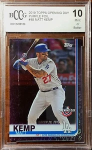 Topps 2019 día de apertura púrpura lámina: Matt Kemp (#48) BCCG 10 - Imagen 1 de 2