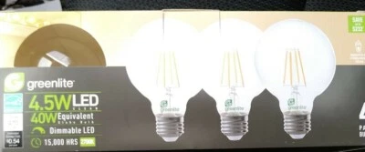 4 Pack 4.5W Greenlite LED 40 Watt Equivalent LED Clear Dimmable 2700k 4available - Image 1 of 4