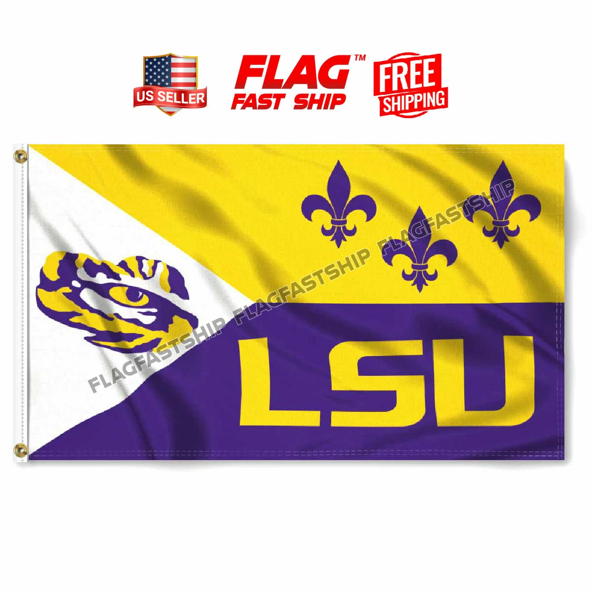 LSU Tigers Win Bar Flag – 3x5 Feet, Polyester, Officially Licensed – Reverse Print On Both Sides - View #6