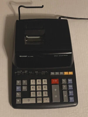 Sharp Calculator 12 Key Digit EL-2196BL Electric Black Red Color Printer Error - Image 1 of 4
