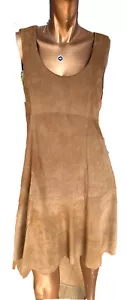 VINTAGE SOFT SUEDE LEATHER DRESS By LEGATTA, BROWN SWEDE DRESS made in Italy S - Picture 1 of 11
