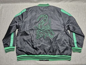 Pokemon Center Rayquaza Jacket Mens 2XL Black Green Varsity Bomber Embroidered - Picture 1 of 8