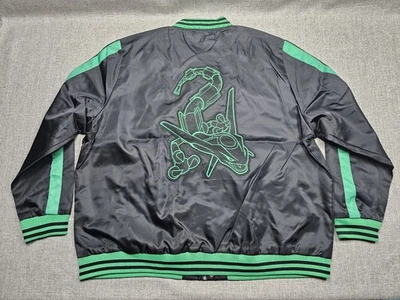 Pokemon Center Rayquaza Jacket Mens 2XL Black Green Varsity Bomber Embroidered - Image 1 of 4