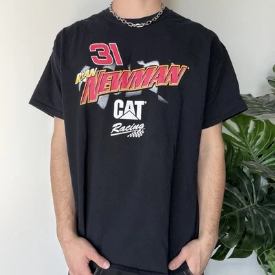 Vintage Ryan Newman NASCAR T-Shirt XL Black Cat Racing #31 Y2K Racing - Image 1 of 4