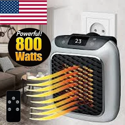 Pequeño calentador de espacio enchufable - Mini calentadores portátiles de montaje en pared de 800 W para uso en interiores Foto 1 de 4