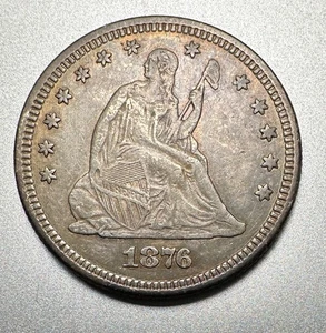 1876 SEATED LIBERTY QUARTER XF/AU NICE !!! #9555 - Picture 1 of 2