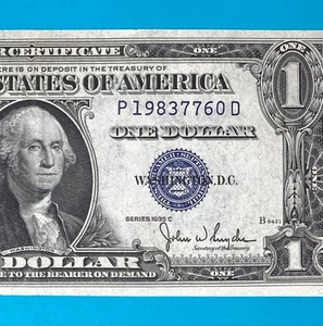 LEADING YEAR 1983 (P 1983 7760 D) $1 One Dollar Bill Silver Certificate 1935C - Picture 1 of 4