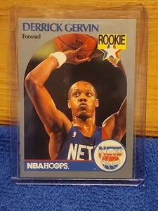 1990-91 Hoops Basketball Card #196  Derrick Gervin  New Jersey Nets (RC) Rookie  - Picture 1 of 2