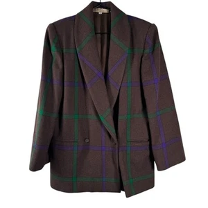 Chaqueta Blazer Perry Ellis Para Mujer Marrón Preppy Y2K Business Mezcla Lana Talla 8 - Imagen 1 de 7