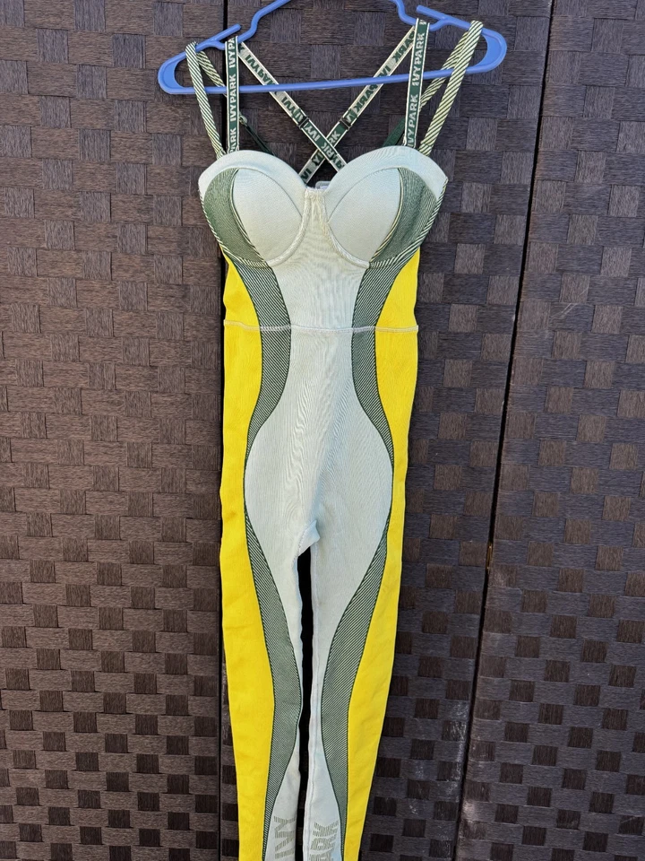 NWT Ivy Park x Adidas Bodysuit Jumpsuit Women Sz M Mint Green Yellow Beyonce  - Image 1 of 4
