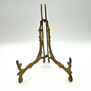 Vintage Brass Picture Frame Holder Display Stand Plate Easel Ornate Antique 9" - Picture 1 of 9