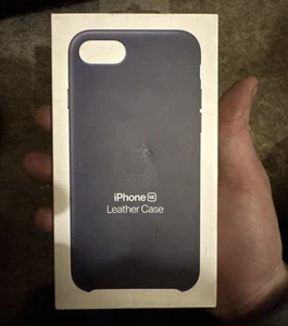 Coque en cuir Apple iPhone SE - Bleu nuit (NEUF) - Photo 1 sur 5