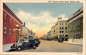 POSTCARD STREET SCENE SECOND AVENUE NOTH BILLINGS MONTANA - Picture 1 of 2