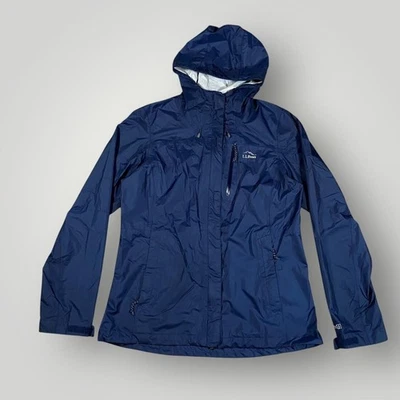 LL Bean Chaqueta Mujer Medio Azul Con Capucha Lluvia TEK Impermeable Nylon Abrigo Exterior Foto 1 de 4