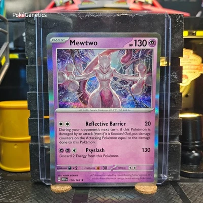 Mewtwo 151 全息口袋妖怪 TCG 150/165 猩红和紫色 罕见 — 第 1/4 张图片