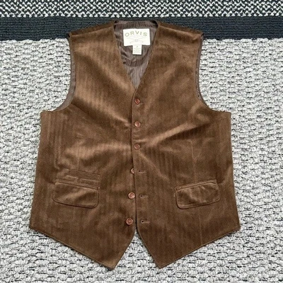 Orvis Men’s Brown Corduroy Herringbone Vest M Heritage Country Gentlemen Style - Image 1 of 4