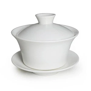 Traditional Gaiwan Tea Set with Lid and Saucer Classic White Tea Cup Porcelai... - Picture 1 of 7