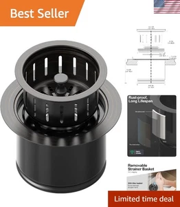 Kitchen Sink Flange Basket Strainer Stopper, Stainless Steel - Picture 1 of 9