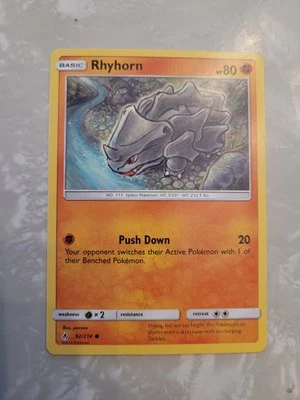 Pokemon Unbroken Bonds Rhyhorn Common Card 92/214 NM - Image 1 of 3