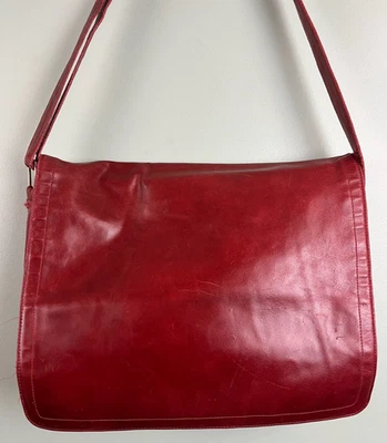 Wilsons Cuero Delgado Rojo Plegable Superior Laptop Maletín Bolso de Hombro Bandolera Ropa Foto 1 de 4