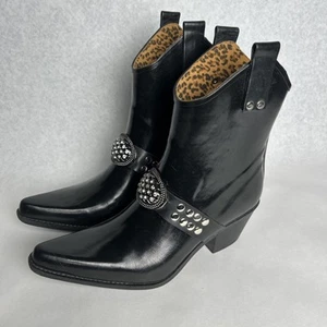 NOMAD FOOTWEAR Black Jeweled WESTERN STYLE RAIN BOOTS SIZE 7 ankle - Picture 1 of 8