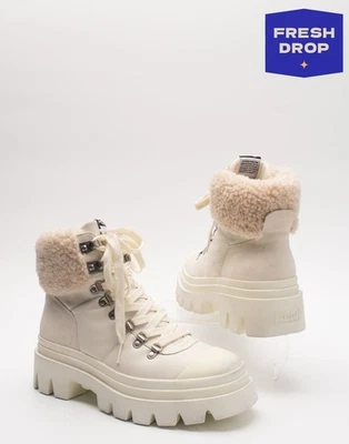PVP €240 ASH Botas de Combate de Cuero US6 UK3 EU36 Logo Sherpa Suela Lug Foto 1 de 4