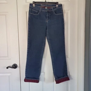 Natural Reflections Flannel Lined Denim Blue Jeans Straight Mid-rise Size 6 - Picture 1 of 11