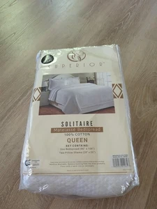Solitaire Cotton Matelasse Decorative Bedspread and Pillow Sham Set White Queen - Picture 1 of 8