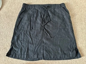 M&S Collection Black Flax Linen Blend Skirt Size 14 With Pockets Length 21” - Picture 1 of 7