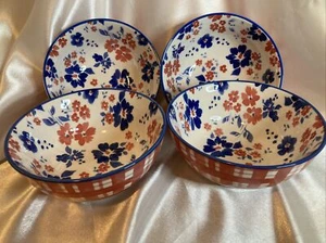 PRIMA DESIGN 7" B 3" H rot/weiß kariert rot/blau Blumen innen 4er Set NEU - Bild 1 von 6