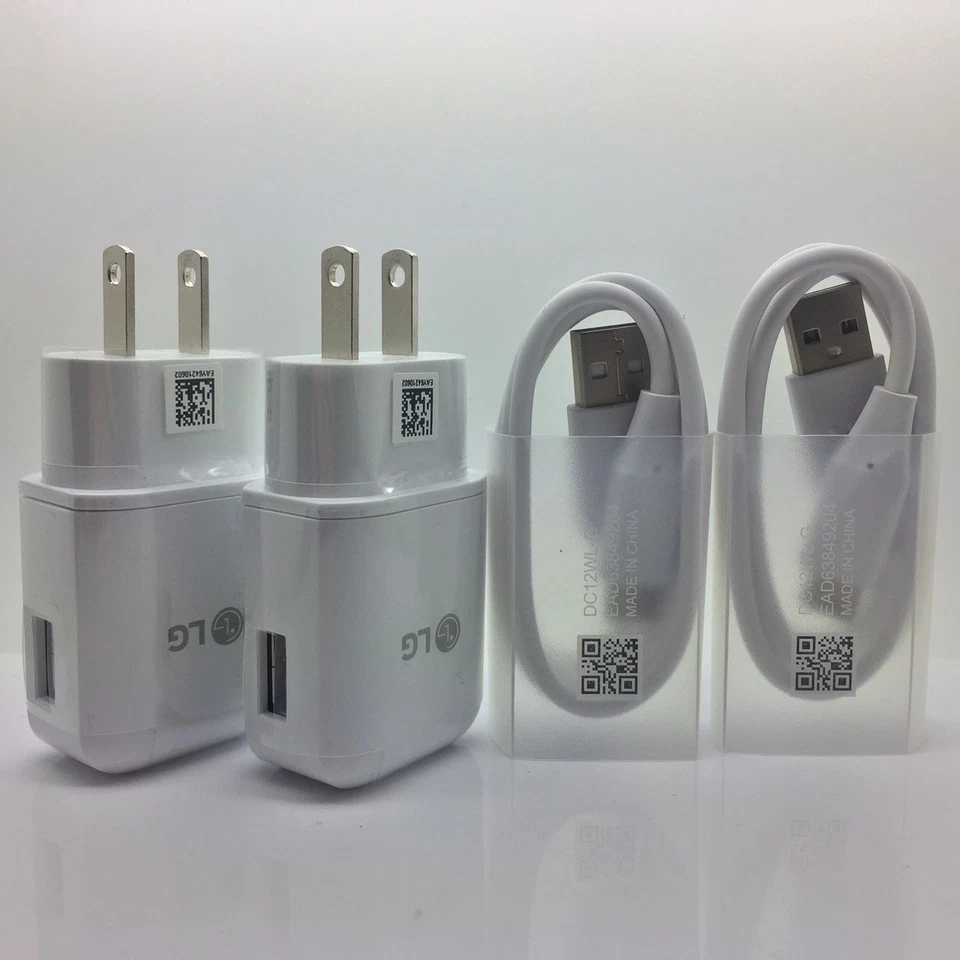 LG Fast Chargers Adapter & USB Type C Cables V20 V30 G6 2X New Original OEM  - Image 1 of 1