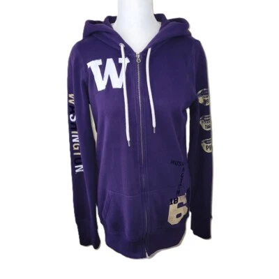 Pink University of Washington Huskey Full Zip Purple & Gold Hoodie Sweatshirt S - Image 1 of 4