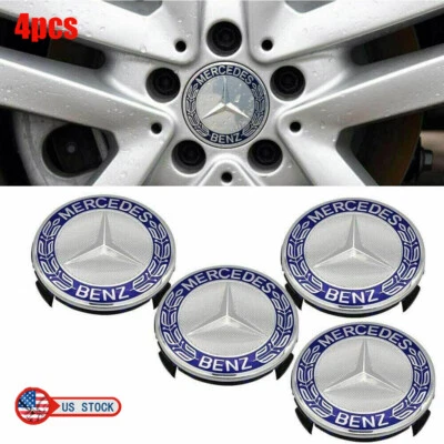 For Mercedes Benz Most models Wheel Center Caps Emblem Blue Rim Hub Cover Badge — 第 1/4 张图片