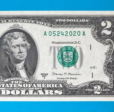 May 24, 2020 : A 05242020 A BIRTHDAY NOTE $2 Two Dollar Bill *UNC* - Image 1 of 4