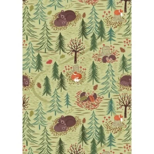 WINTER NAP Forest Bears Green Quilt Fabric Lewis & Irene sold by 1/2 yd - Picture 1 of 1