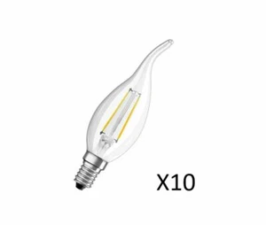 10 Stück OSRAM LED Kerzenlampen 2W(23W) 827 230lm E14 Klar Fil Wind  - Bild 1 von 1