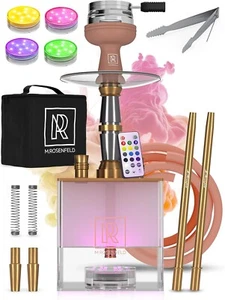 Shisha Set Komplett 2 Schläuche Acryl LED HMD klein Reise To Go Wasserpfeife - Bild 1 von 8