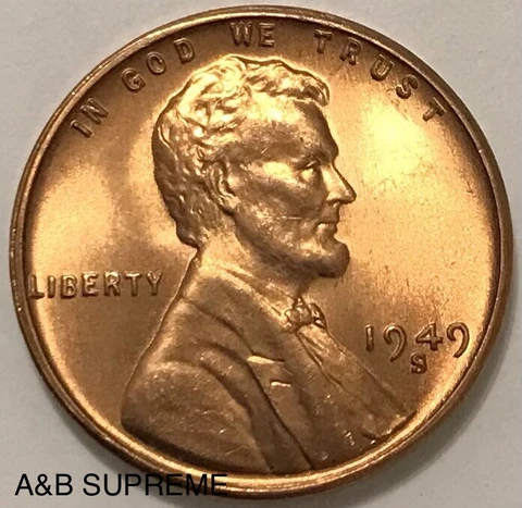 1949 S Lincoln Wheat Cent Bronze Penny Gem Bu Uncirculated Cover