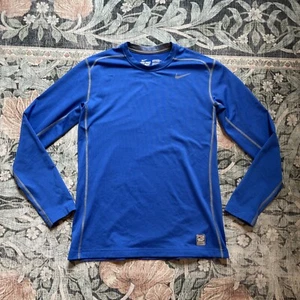 Nike Hyperwarm Pro Combat Shirt Mens Medium Blue Fitted Dri-Fit Long Sleeve - Picture 1 of 8