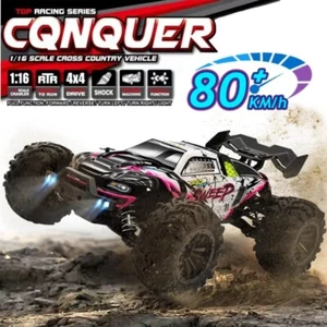 1:16 upto 80KM/H 50KM/H 4WD RC Car LED Remote Control High Speed 4X4 Truck 2 Bat - Picture 1 of 7