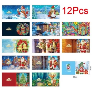 12x 5D Christmas Greeting Cards DIY Drill Diamond Painting Embroidery Xmas Gifts - Picture 1 of 16