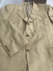 Vintage Canali Blazer Mens 58rEU 48rUS Brown Check Wool Jacket 3 Button - Picture 1 of 9