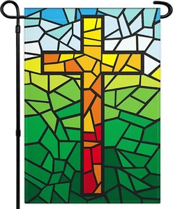 Christian Cross Garden Flag 12X18 Inch Double Sided Religious Cross Easter Garde - Picture 1 of 7