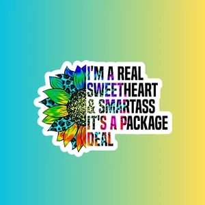 Funny sticker vinyl decal I'm a real sweetheart and smartass it's a package deal - Picture 1 of 3