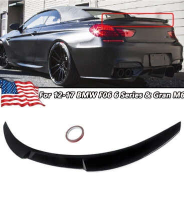 FOR 2012-16 BMW F06 640i 650i M6 GLOSS BLACK V STYLE TRUNK SPOILER WING LID LIP - Image 1 of 4