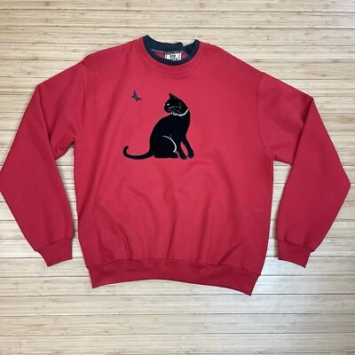 Sudadera De Colección Top Stitch By Morning Sun Para Mujer Talla L Terciopelo Negro Gato Granate Foto 1 de 4