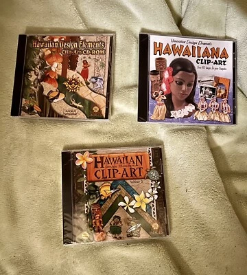 3 SEALED Hawaiian Design Elements Clip-Art PC CD images pictures island clip art - Image 1 of 4